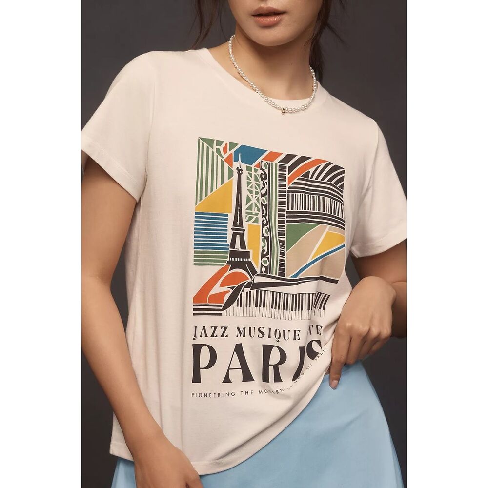 Anthropologie X Wild Fever Studio Paris Graphic Tee Eiffel Tower XXS NEW - Picture 4 of 6
